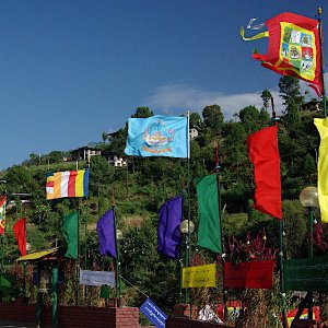 Prayer flags, Yosercholing Monastery, Ranjung, Bhutan