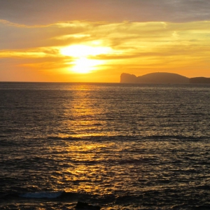 Sunset from the Bastioni, with Capo Caccia in the distance