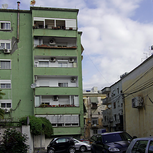 Communist block apartments in Tirana