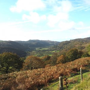 Looking down the Vale of Ffestiniog from the Ffestiniog Railway