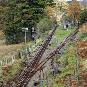 Dduallt station from the spiral bridge