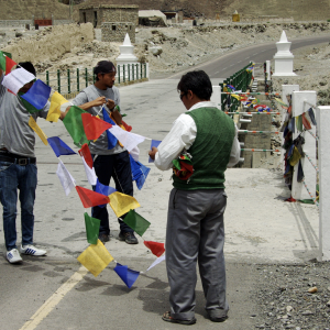 Many bridges were decorated with prayer flags to protect against further flooding