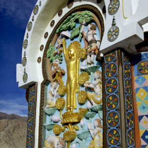 Images of the life of Buddha, Shanti Stupa