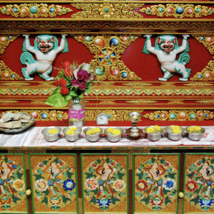 Offerings to the Buddha, new Lakhang, Matho Gompa