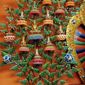 Detail of small Buddha's around the statue of Avalokiteshvara Bodhisattva in the new Lakhang, Matho Gompa