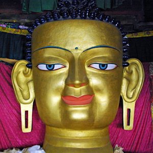 Copper statue of Shakyamuni Buddha in the Lkakang, Shey Palace