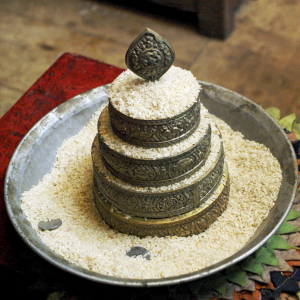 3D metal mandala with rice, Samtanling Gompa