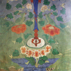 Flaming sword cutting through ignorance, New Temple, Samtanling Gompa