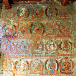 Paintings of the 16 Arhats outside Sumtsek Lhakhang, Alchi Choshkar