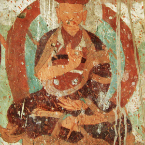 Painting of the Buddha outside Sumtsek Lhakhang, Alchi Choshkar