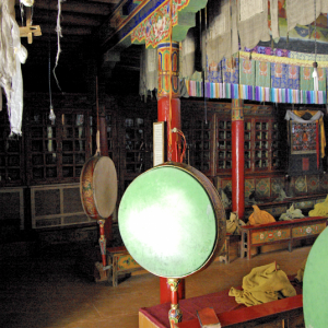 Prayer drums,  Dukhang, Likir Gompa