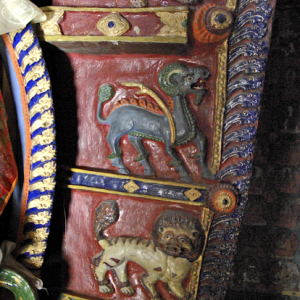Detail from statue of the Buddha, Chamchung Temple, Basgo Gompa