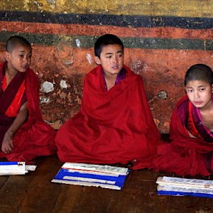 Young monks, Paro Dzong, Bhutan