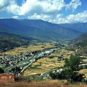 Views across Paro from Ta Dzong