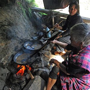 Roasting barley, Drukgyel village, Bhutan