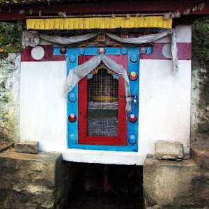 Water driven prayer wheel on the way to the Haa valley, Bhutan