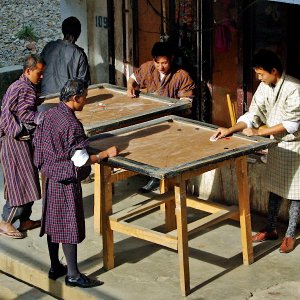 Playing cramboard, Thimphu, Bhutan
