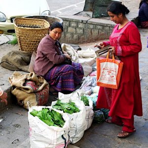 Farmer's wifes selling produce, Thimphu, Bhutan