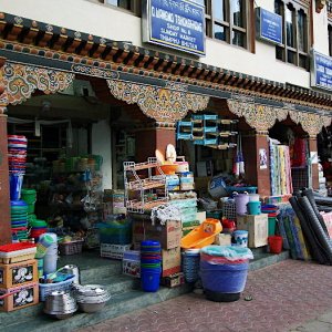 Shops in Sunday market, Thimphu, Bhutan