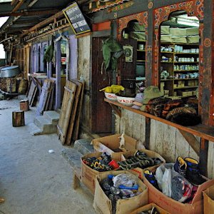 Shops in Sunday market, Thimphu, Bhutan