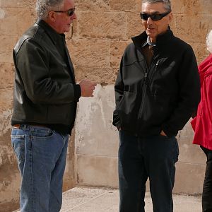 Rob Mari and Steve Kenny - Deep in discussion, Matera, Basilicata