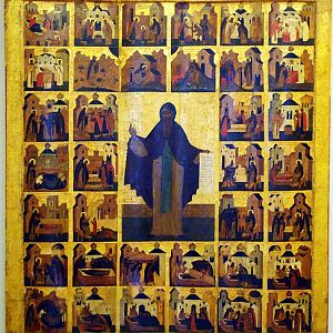 Yaroslavl Art Museum, C16th Icon of the life of St Varlaam Khootinsky