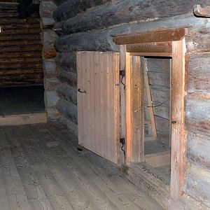 Kostroma, Museum of Wooden Architecture, home of middle class peasant - door into house