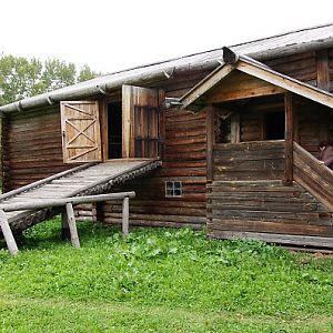 Kostroma, Museum of Wooden Architecture, home of middle class peasant - house and barn