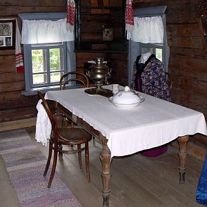 Kostroma, Museum of Wooden Architecture, prosperous family home - dining room