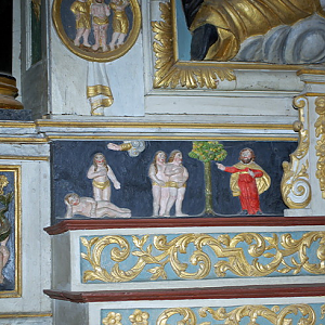St Thégonnec church, north aisle altar - detail of the creation