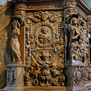 Guimiliau church, detail of pulpit