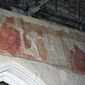 La Martyre church, C14th wall paintings