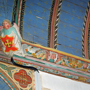 Ploujean church, carved and painted frieze