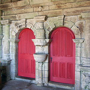 Commana church, south door