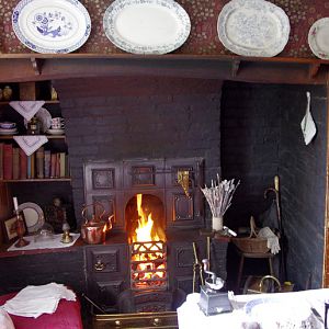 Living room kitchen in Pitt's Cottage, Black Country Museum