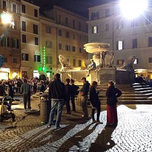 Filming something in Santa Maria square