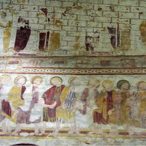 Lavardin, Église St-Genest -  washing feet fresco.png