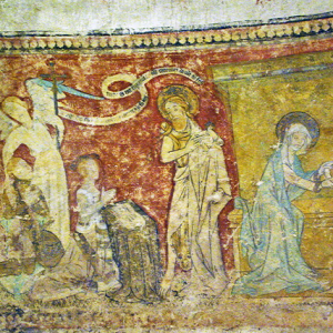 Collegiale de St-Aignan -  crypt annunciation fresco.png