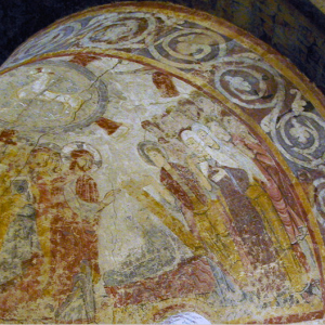 Collegiale de St-Aignan -crypt Lamb of God fresco .png