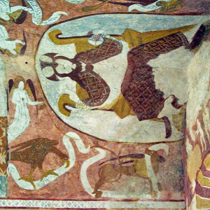 Jouhet, Funerary Chapelle Ste-Catherine - Christ Majesty and the four evangelists.png