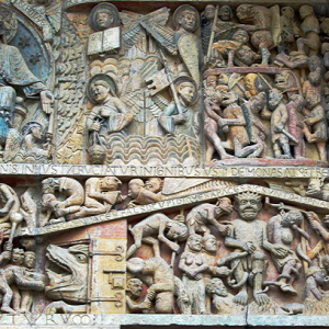 Conques, Abbey-Church of Saint-Foy - detail of tympanum