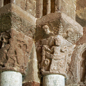 Bouzels, Church of Ste Fauste - detail of door