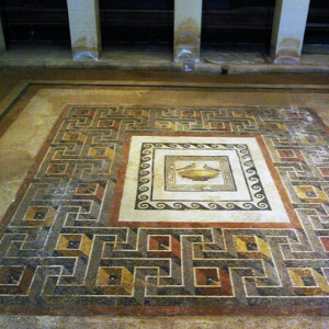 Roman Domus Museum - peristyle mosaic with drinking doves