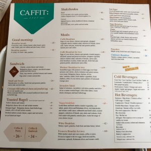 Caffit Breakfast Menu