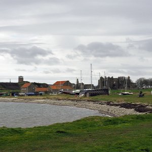 Lindisfarne harbour and village
