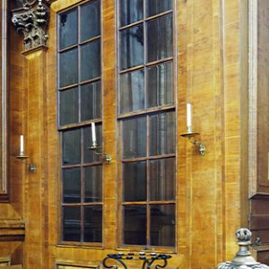 Concealed pew, Trinity College Chapel, Oxford