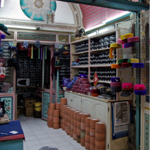 Shop selling hats, Tunis