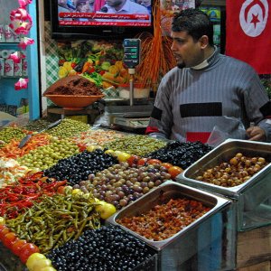 Olives and peppers, Sfax Market