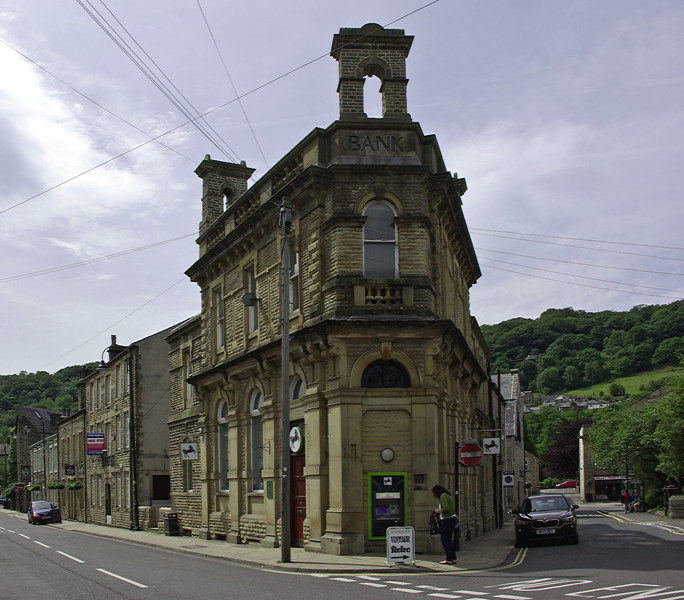 Bank building on junction of Hope Street and Albert Street, Hebden Bridge