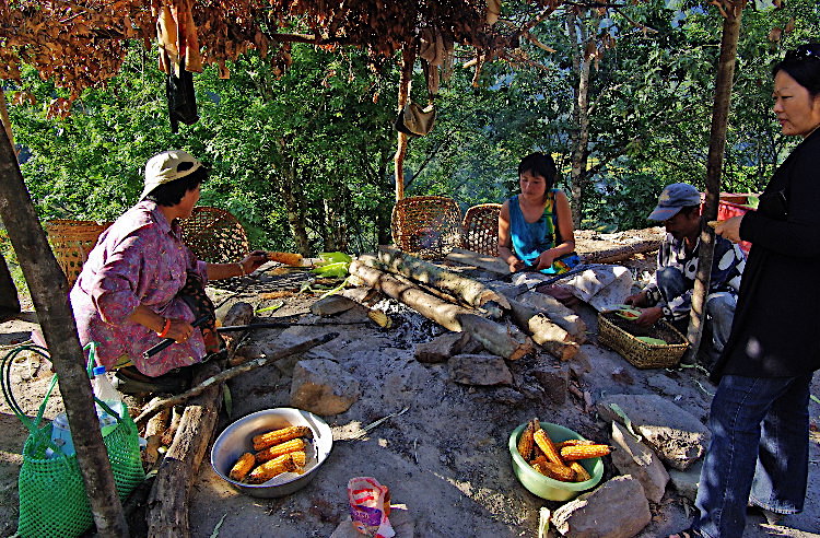 Bhutan - roasting sweet corn